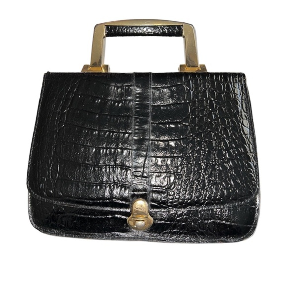 Borsa Bella🦎Vtg Black Clutch Faux Alligator🌵